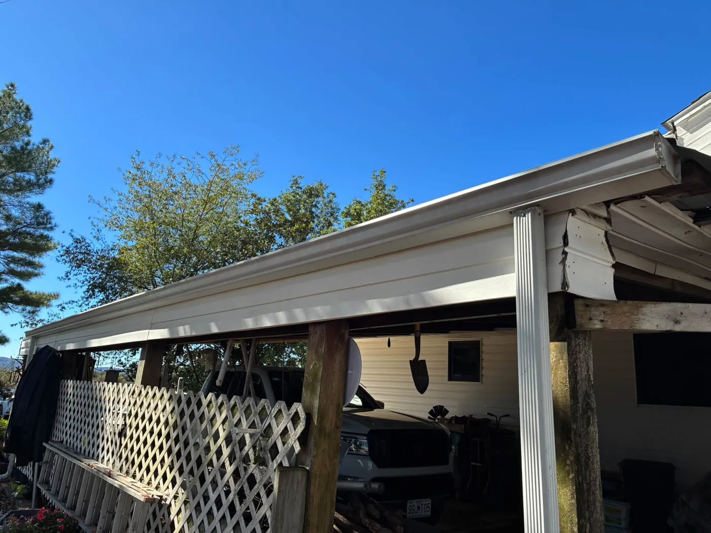 The same carport washed clean